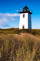 Wood End Light Tower on Beach Sand and Grass on Cape Cod